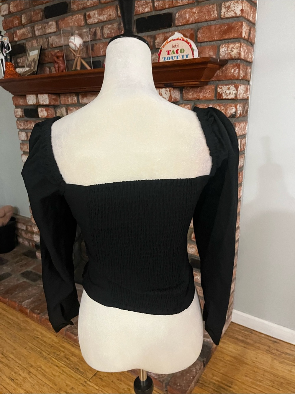 & Other Stories Black Square-Neck Button Front Blouse - Picture 4 of 4
